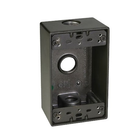 1G WEATHERPROOF BOX 3-1/2IN OUTLETS GRAY